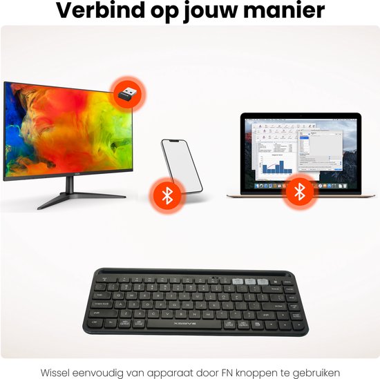 Bluetooth Draadloos Toetsenbord QWERTY