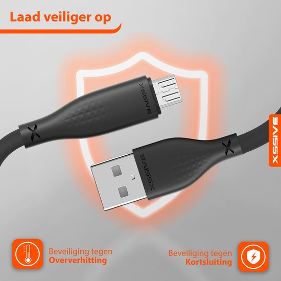 Micro USB naar USB 2m - Zwart