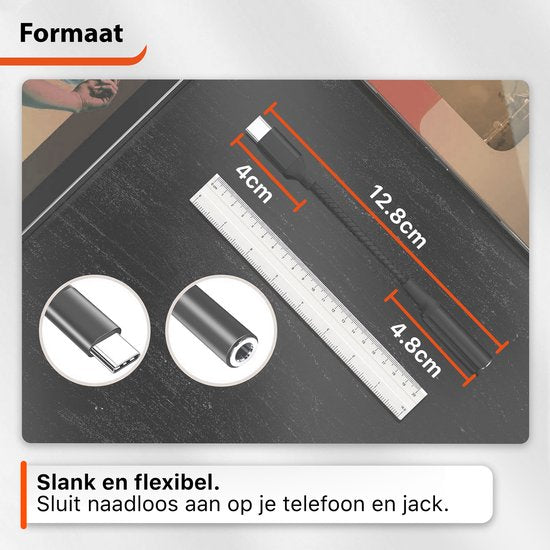 Jack 3.5mm naar USB-C - Zwart