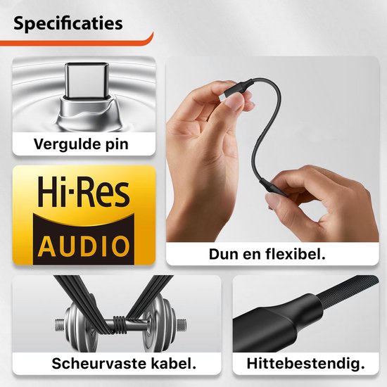 Jack 3.5mm naar USB-C - Zwart