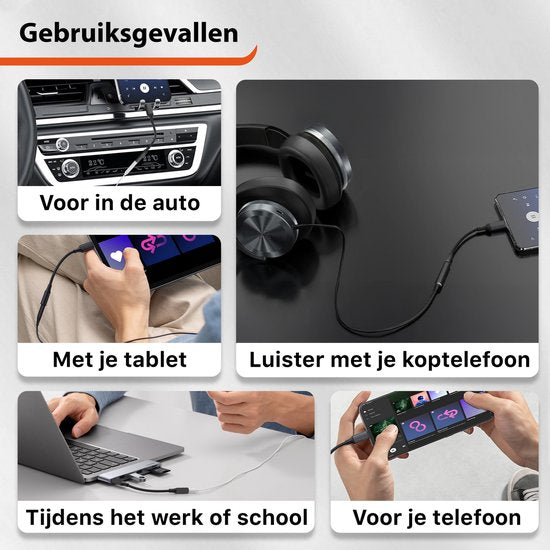 Jack 3.5mm naar USB-C - Zwart